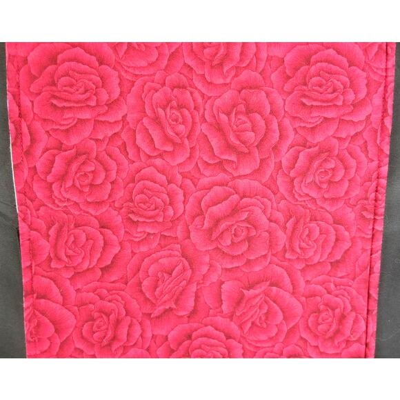 Quilted Burgundy and White Floral Table Runner 40" x 11.5" - Picture 4 of 4